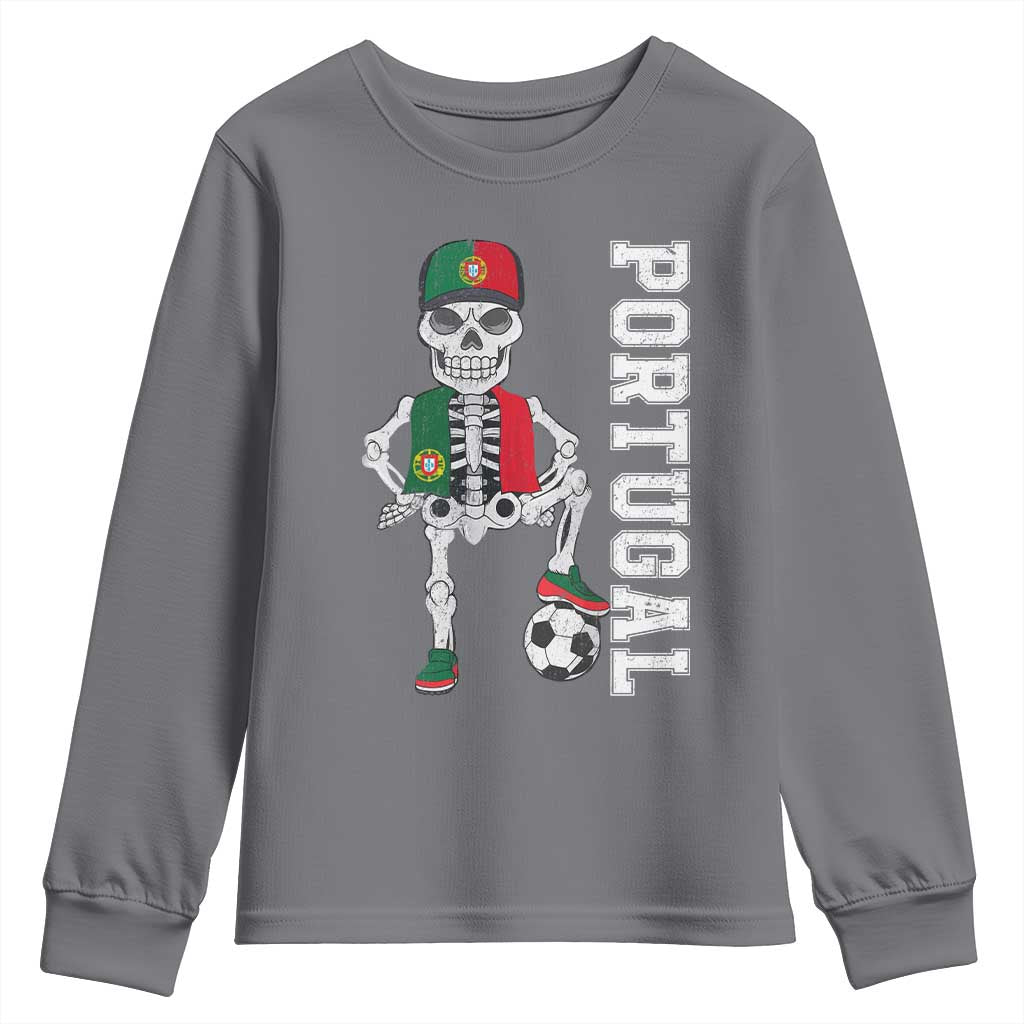 Portugal Soccer Youth Sweatshirt Skeleton Portuguese Flag Futebol Football Player - Wonder Print Shop