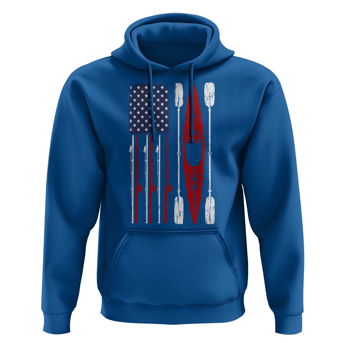 American Flag Kayak Fishing Graphic Hoodie Patriotic Kayaker Fisherman