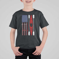 American Flag Kayak Fishing Graphic T Shirt For Kid Patriotic Kayaker Fisherman