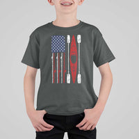 American Flag Kayak Fishing Graphic T Shirt For Kid Patriotic Kayaker Fisherman
