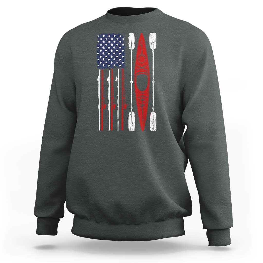 American Flag Kayak Fishing Graphic Sweatshirt Patriotic Kayaker Fisherman