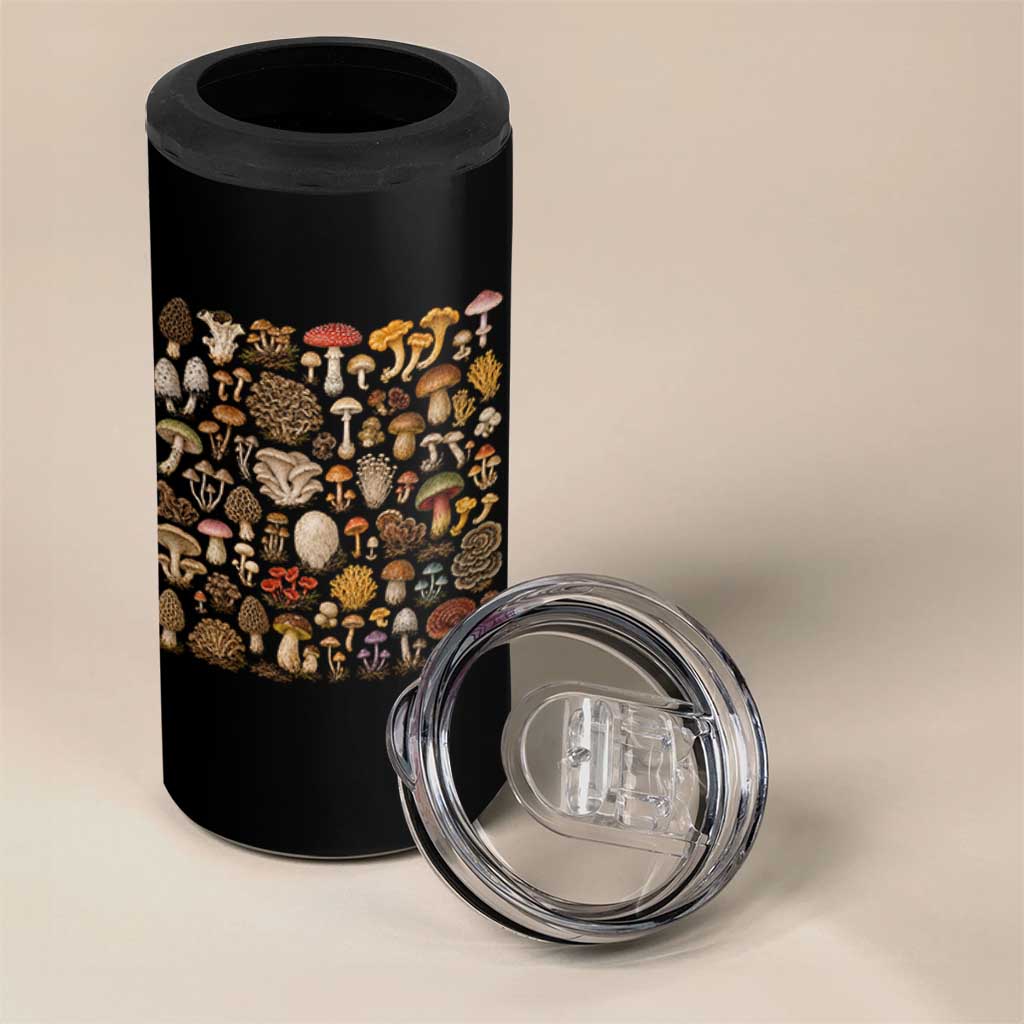 Mushroom Lovers 4 in 1 Can Cooler Tumbler Mycology Fungi Foraging Mushroom Whisperer
