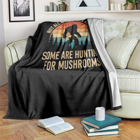 Bigfoot Mushroom Lovers Throw Blanket Retro Sasquatch Fungi Morel Mushroom