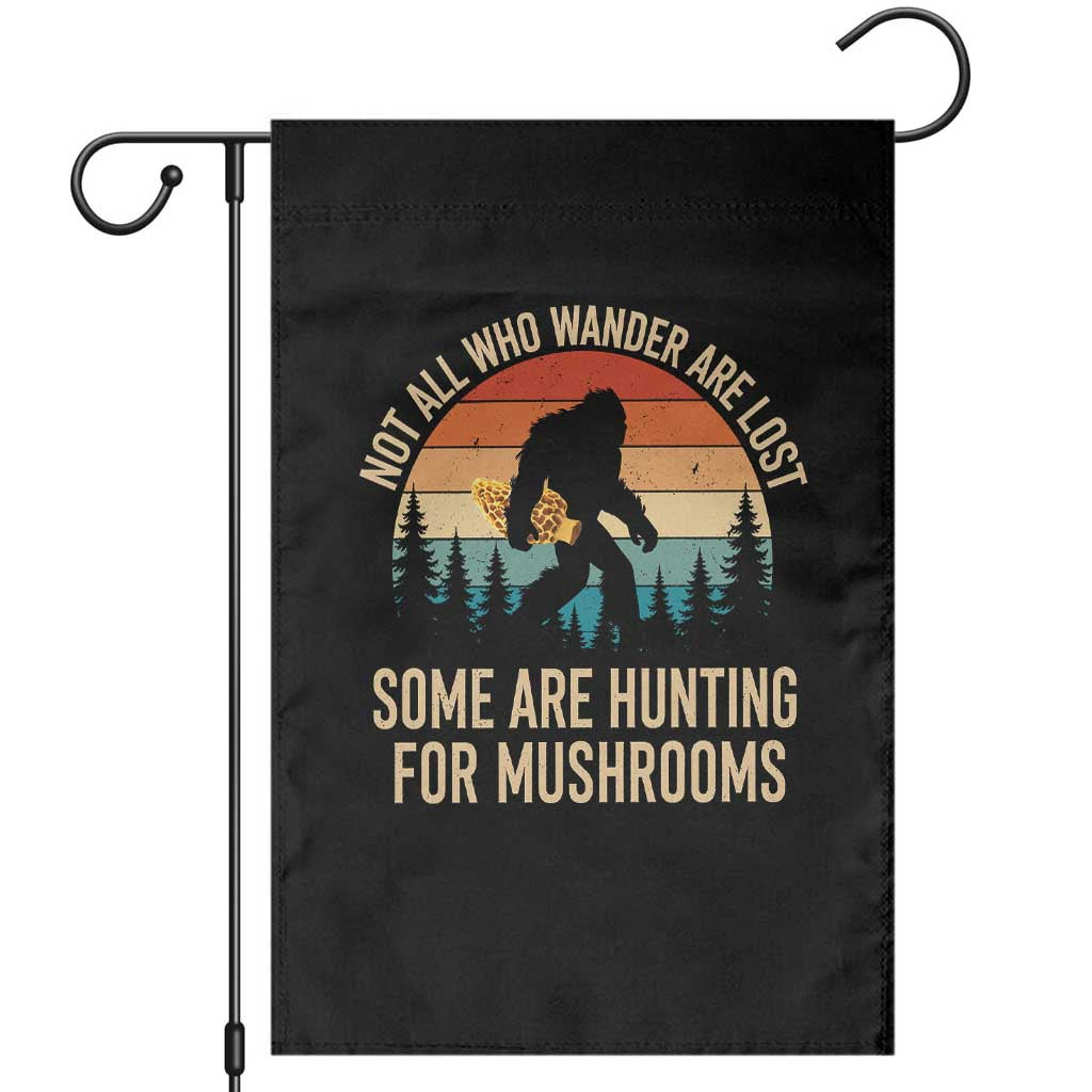 Bigfoot Mushroom Lovers Garden Flag Retro Sasquatch Fungi Morel Mushroom