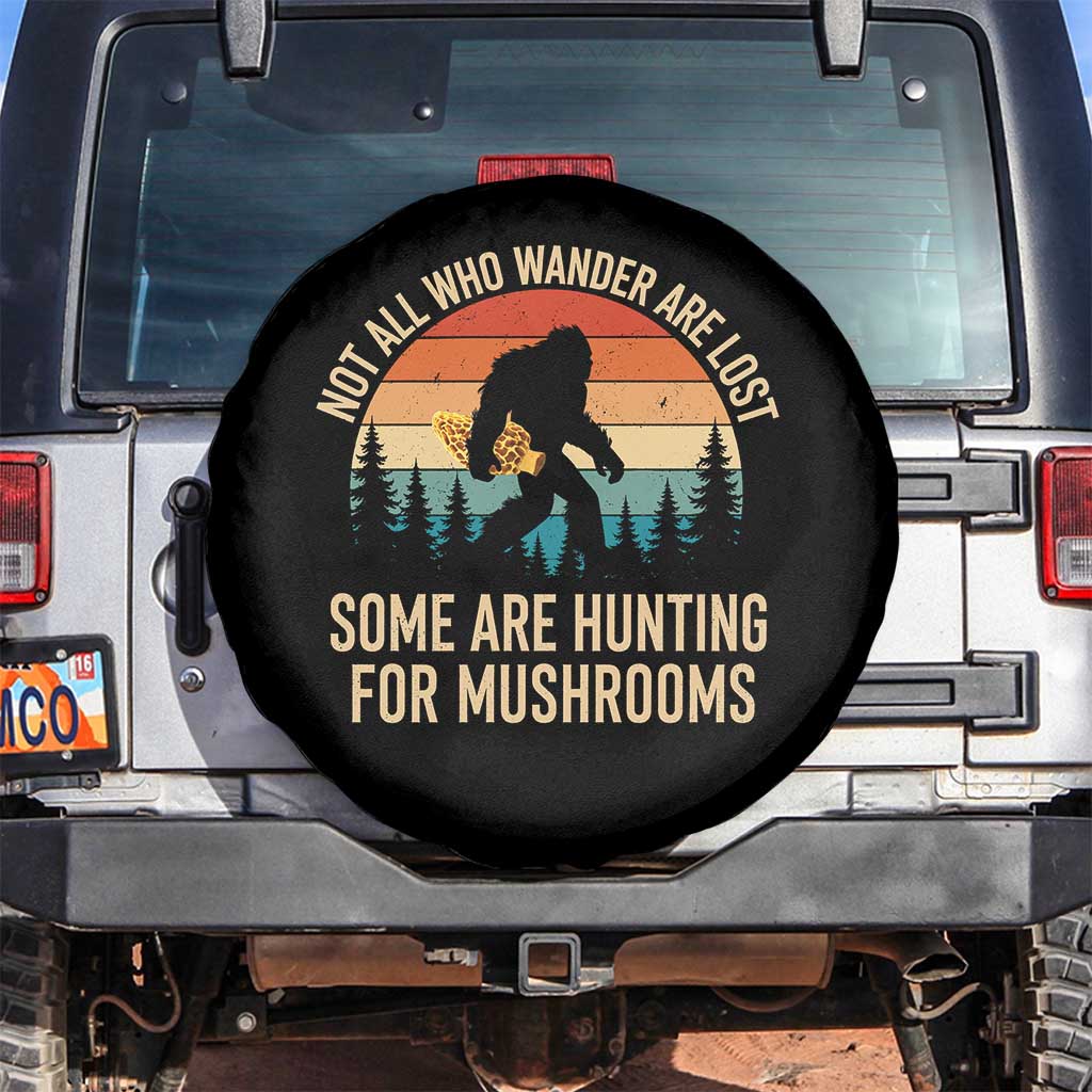 Bigfoot Mushroom Lovers Spare Tire Cover Retro Sasquatch Fungi Morel Mushroom
