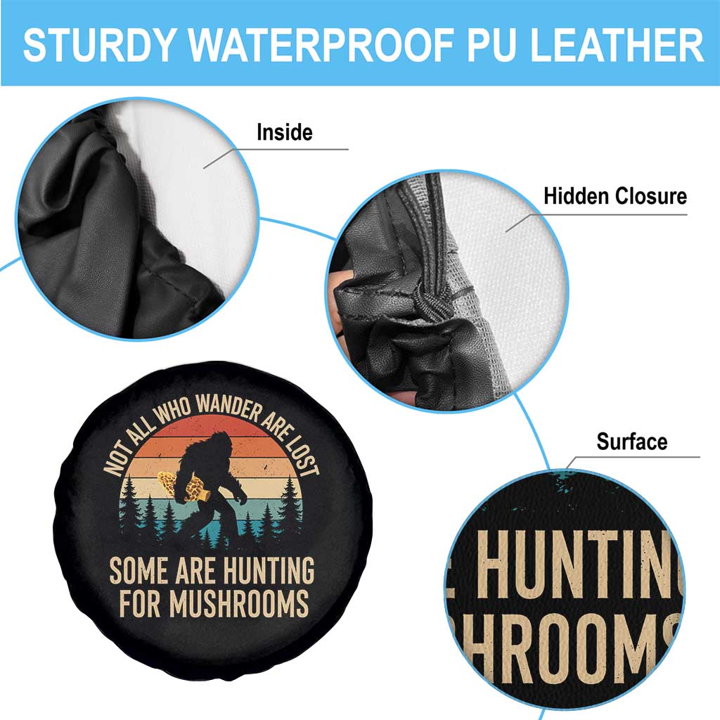 Bigfoot Mushroom Lovers Spare Tire Cover Retro Sasquatch Fungi Morel Mushroom