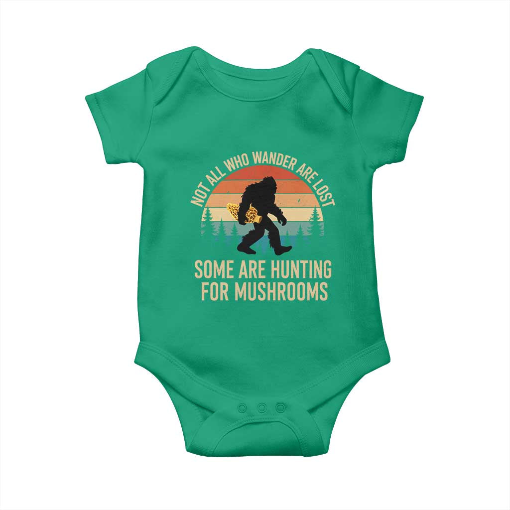 Bigfoot Mushroom Lovers Baby Onesie Retro Sasquatch Fungi Morel Mushroom