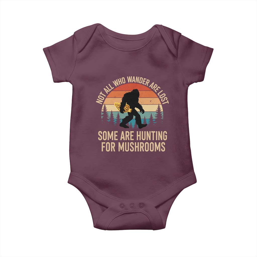 Bigfoot Mushroom Lovers Baby Onesie Retro Sasquatch Fungi Morel Mushroom