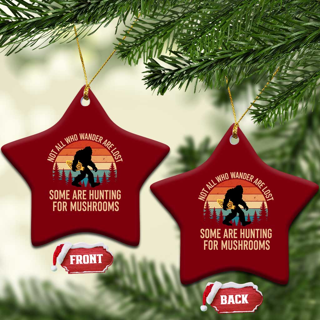 Bigfoot Mushroom Lovers Ceramic Ornament Retro Sasquatch Fungi Morel Mushroom