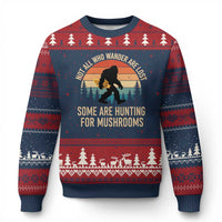 Bigfoot Mushroom Lovers Ugly Christmas Sweater Retro Sasquatch Fungi Morel Mushroom