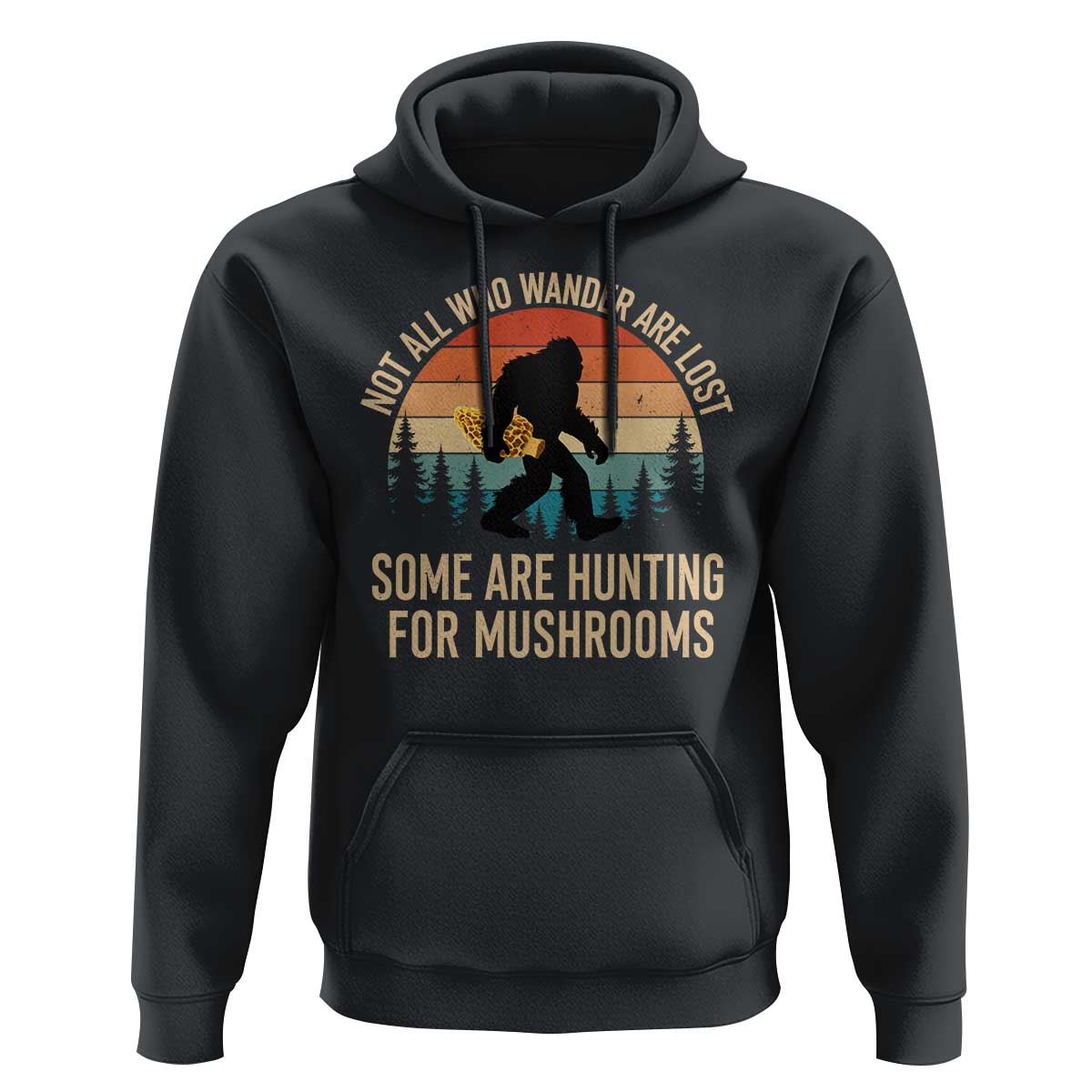 Bigfoot Mushroom Lovers Hoodie Retro Sasquatch Fungi Morel Mushroom