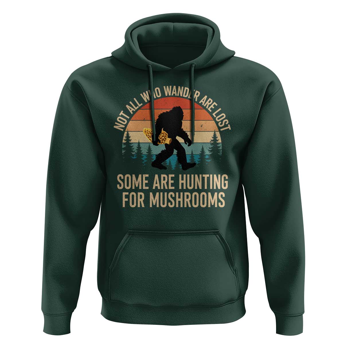 Bigfoot Mushroom Lovers Hoodie Retro Sasquatch Fungi Morel Mushroom