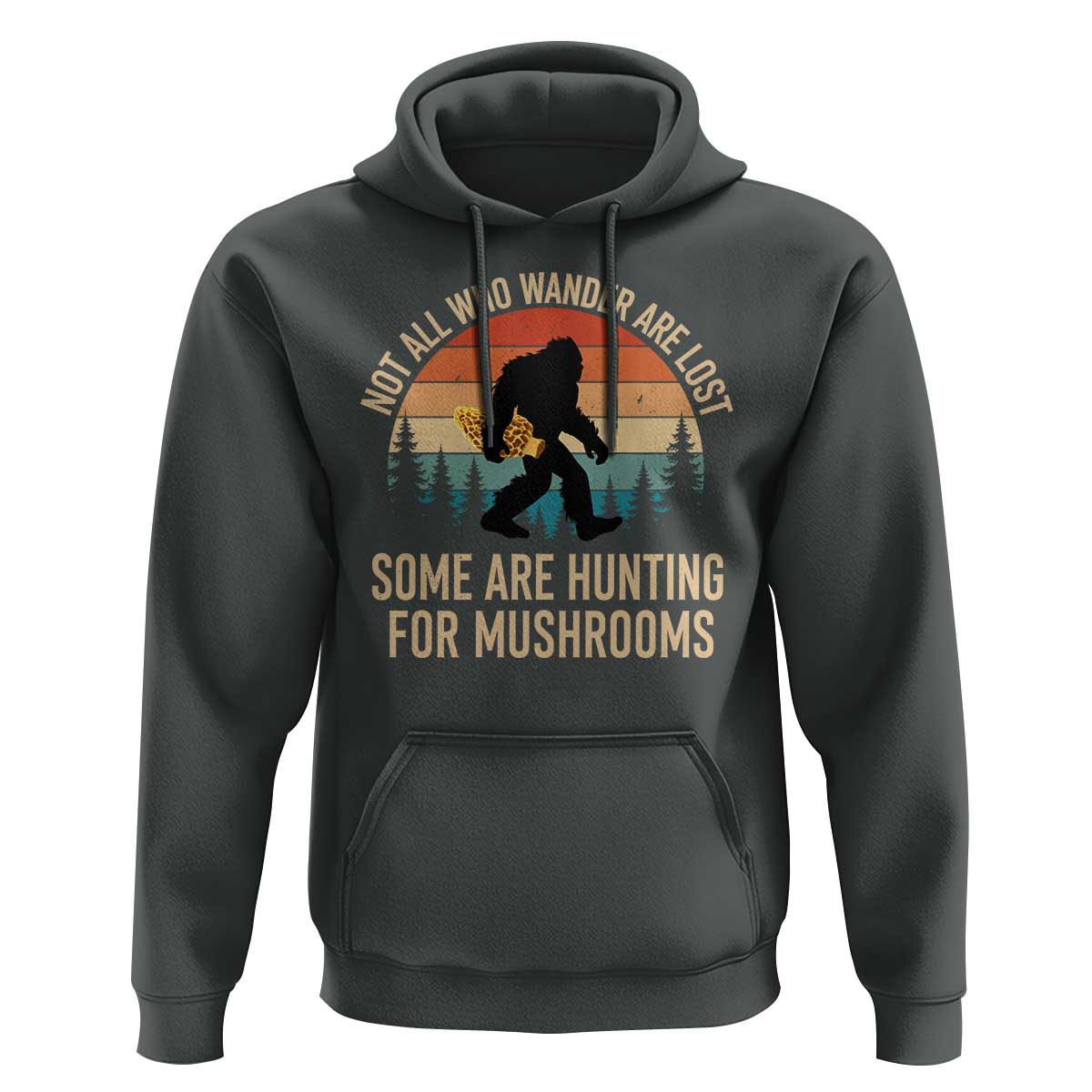 Bigfoot Mushroom Lovers Hoodie Retro Sasquatch Fungi Morel Mushroom