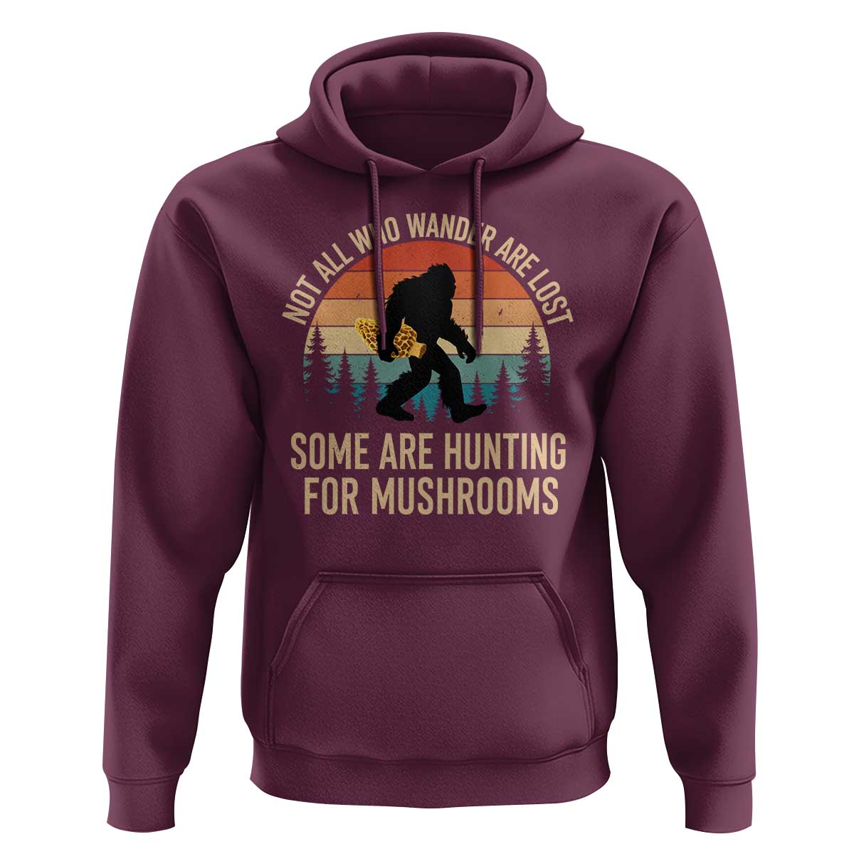 Bigfoot Mushroom Lovers Hoodie Retro Sasquatch Fungi Morel Mushroom