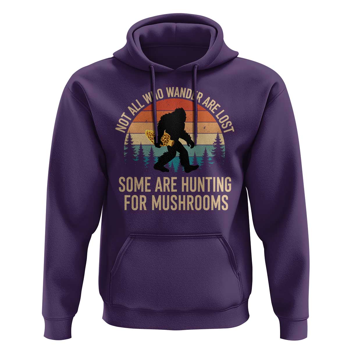 Bigfoot Mushroom Lovers Hoodie Retro Sasquatch Fungi Morel Mushroom