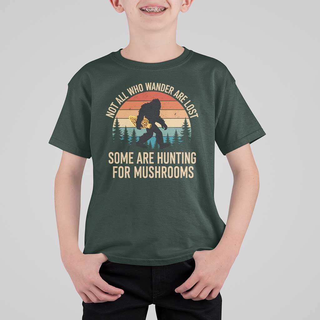 Bigfoot Mushroom Lovers T Shirt For Kid Retro Sasquatch Fungi Morel Mushroom