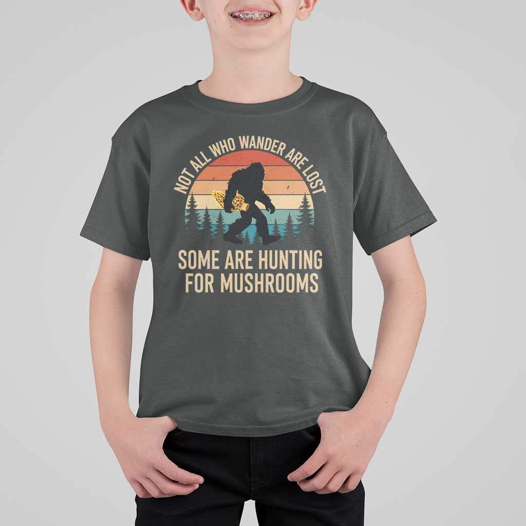Bigfoot Mushroom Lovers T Shirt For Kid Retro Sasquatch Fungi Morel Mushroom