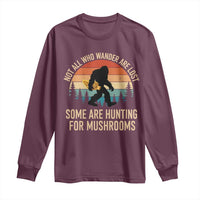 Bigfoot Mushroom Lovers Long Sleeve Shirt Retro Sasquatch Fungi Morel Mushroom