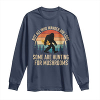 Bigfoot Mushroom Lovers Long Sleeve Shirt Retro Sasquatch Fungi Morel Mushroom