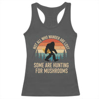 Bigfoot Mushroom Lovers Racerback Tank Top Retro Sasquatch Fungi Morel Mushroom