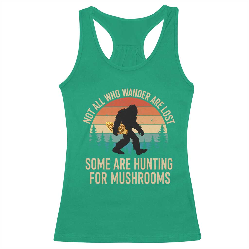 Bigfoot Mushroom Lovers Racerback Tank Top Retro Sasquatch Fungi Morel Mushroom