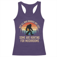 Bigfoot Mushroom Lovers Racerback Tank Top Retro Sasquatch Fungi Morel Mushroom