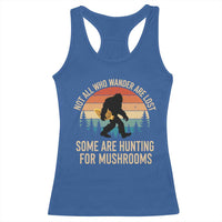 Bigfoot Mushroom Lovers Racerback Tank Top Retro Sasquatch Fungi Morel Mushroom