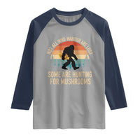 Bigfoot Mushroom Lovers Raglan Shirt Retro Sasquatch Fungi Morel Mushroom