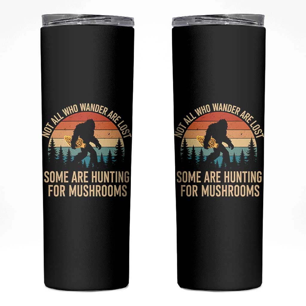 Bigfoot Mushroom Lovers Skinny Tumbler Retro Sasquatch Fungi Morel Mushroom