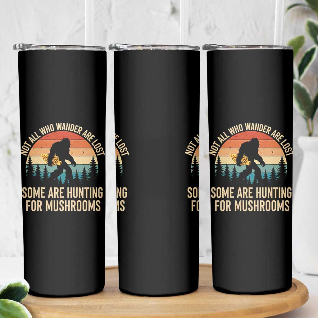 Bigfoot Mushroom Lovers Skinny Tumbler Retro Sasquatch Fungi Morel Mushroom