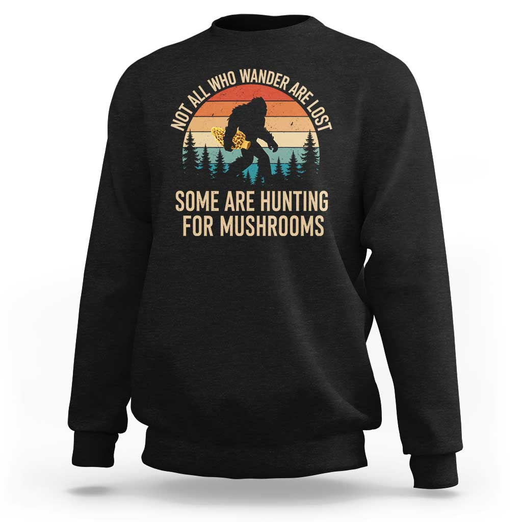 Bigfoot Mushroom Lovers Sweatshirt Retro Sasquatch Fungi Morel Mushroom