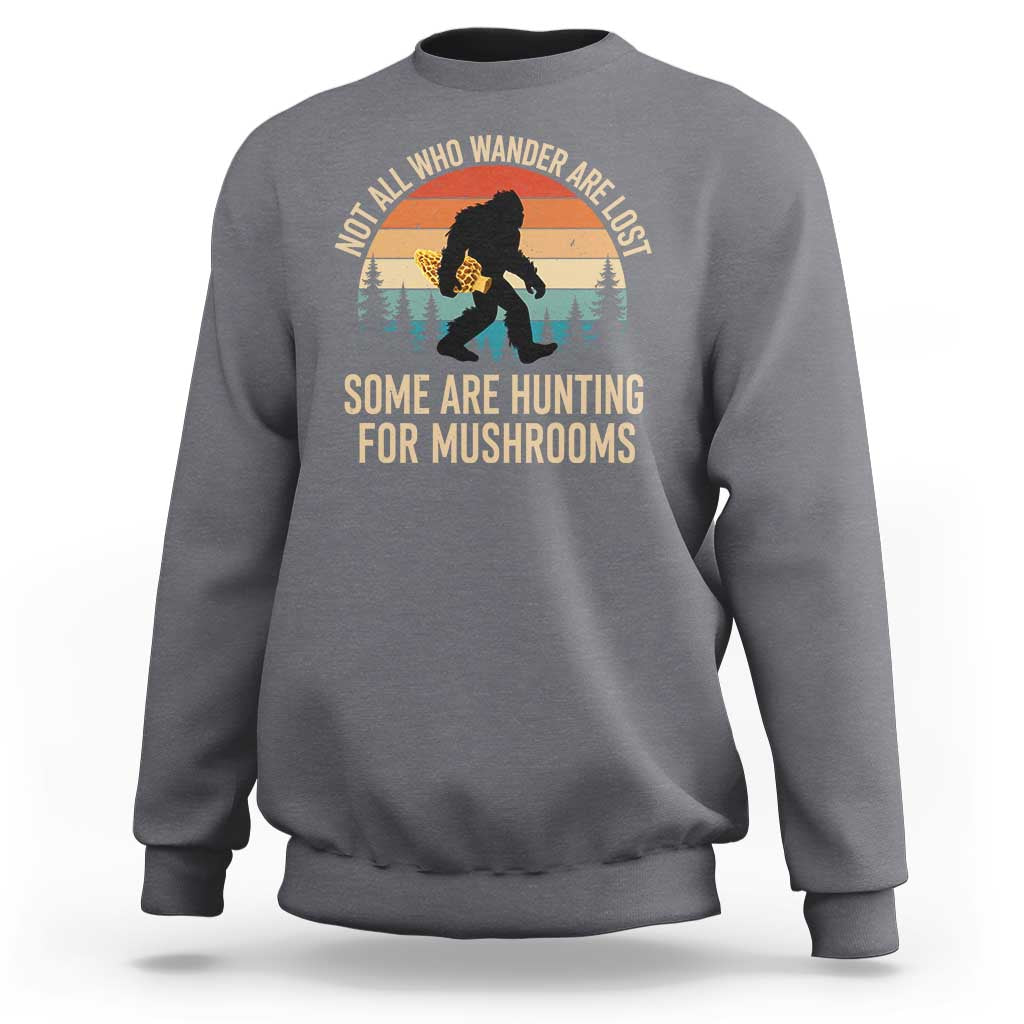 Bigfoot Mushroom Lovers Sweatshirt Retro Sasquatch Fungi Morel Mushroom
