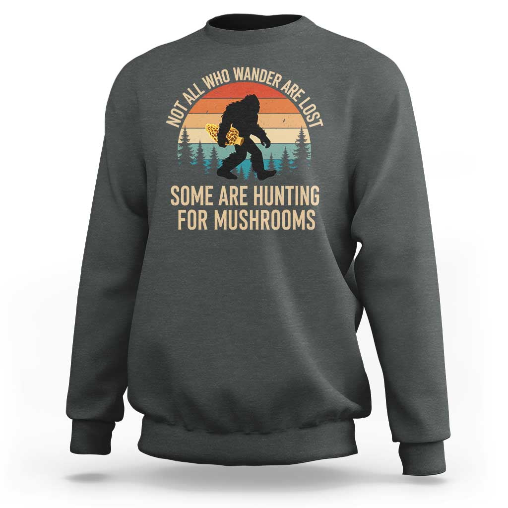 Bigfoot Mushroom Lovers Sweatshirt Retro Sasquatch Fungi Morel Mushroom
