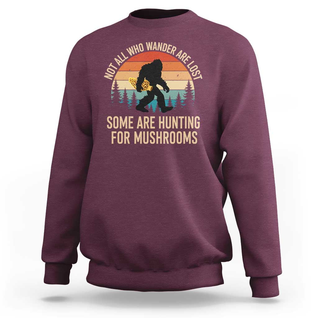 Bigfoot Mushroom Lovers Sweatshirt Retro Sasquatch Fungi Morel Mushroom