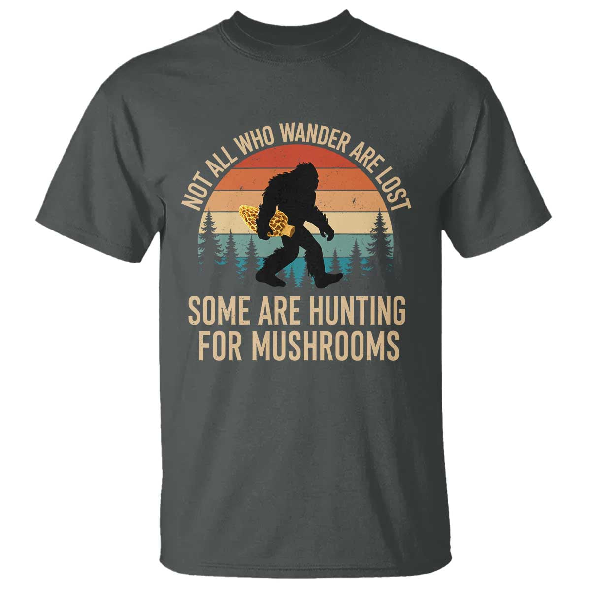 Bigfoot Mushroom Lovers T Shirt Retro Sasquatch Fungi Morel Mushroom