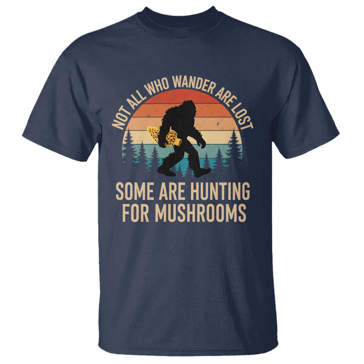 Bigfoot Mushroom Lovers T Shirt Retro Sasquatch Fungi Morel Mushroom