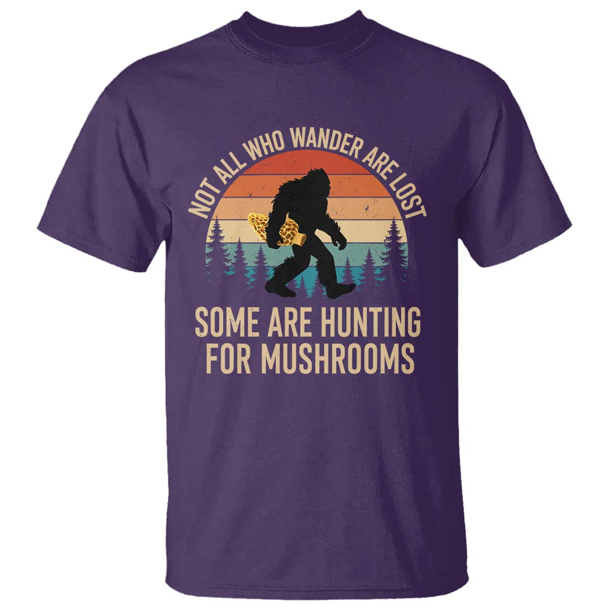 Bigfoot Mushroom Lovers T Shirt Retro Sasquatch Fungi Morel Mushroom