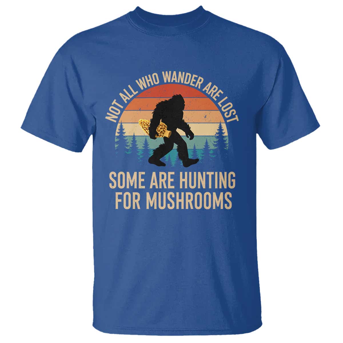 Bigfoot Mushroom Lovers T Shirt Retro Sasquatch Fungi Morel Mushroom