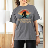 Bigfoot Mushroom Lovers T Shirt For Women Retro Sasquatch Fungi Morel Mushroom