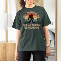 Bigfoot Mushroom Lovers T Shirt For Women Retro Sasquatch Fungi Morel Mushroom