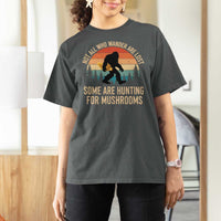 Bigfoot Mushroom Lovers T Shirt For Women Retro Sasquatch Fungi Morel Mushroom