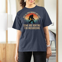 Bigfoot Mushroom Lovers T Shirt For Women Retro Sasquatch Fungi Morel Mushroom