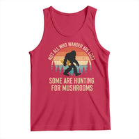 Bigfoot Mushroom Lovers Tank Top Retro Sasquatch Fungi Morel Mushroom