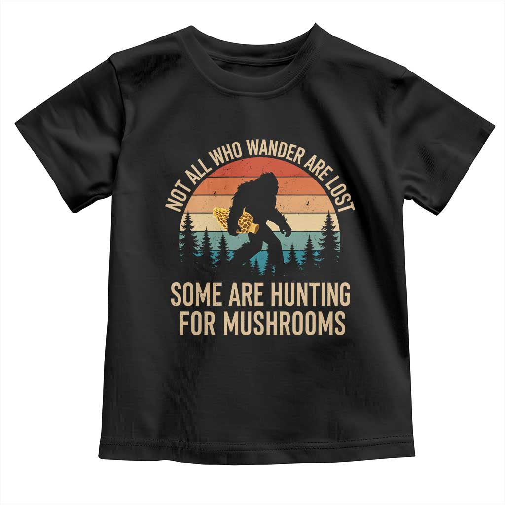 Bigfoot Mushroom Lovers Toddler T Shirt Retro Sasquatch Fungi Morel Mushroom