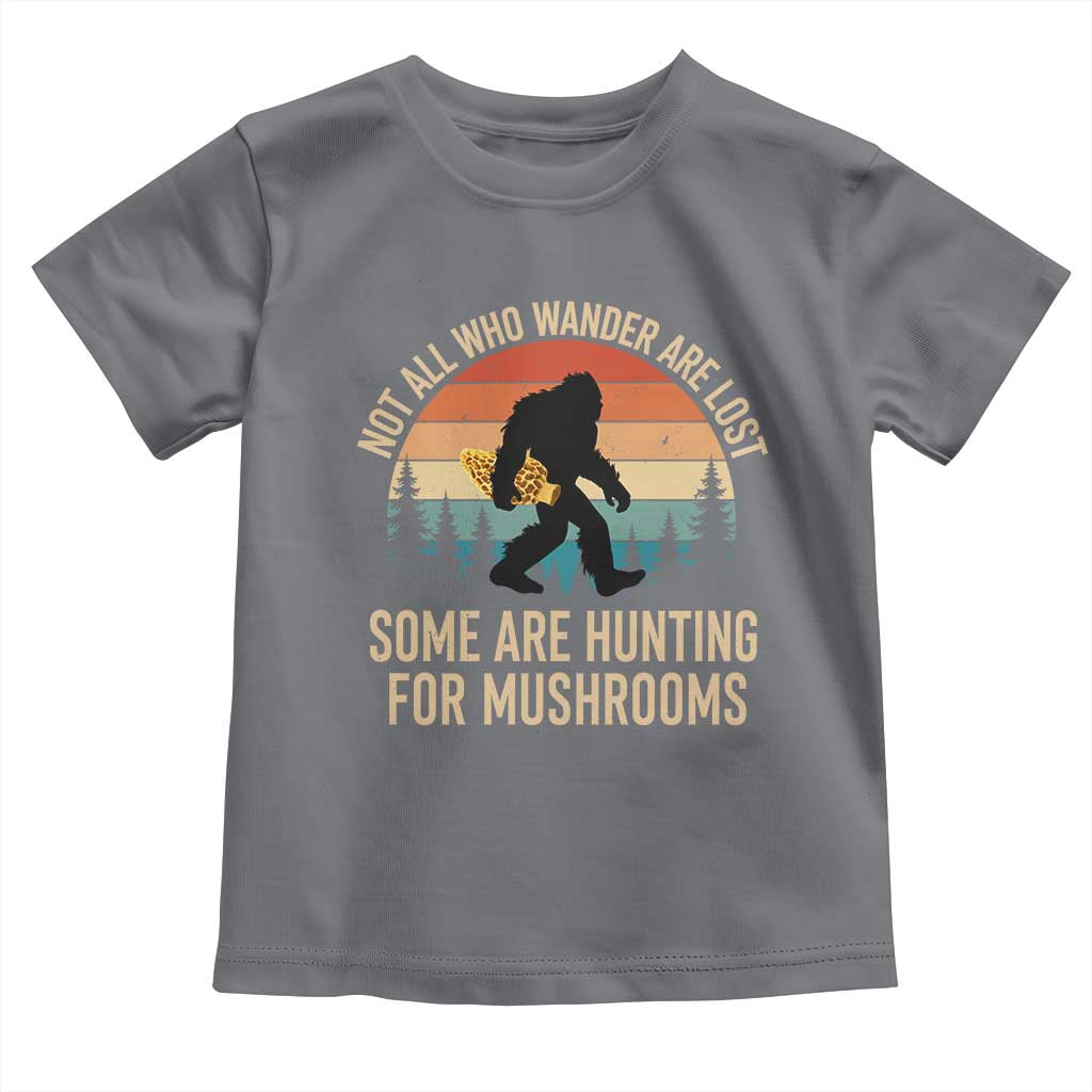 Bigfoot Mushroom Lovers Toddler T Shirt Retro Sasquatch Fungi Morel Mushroom