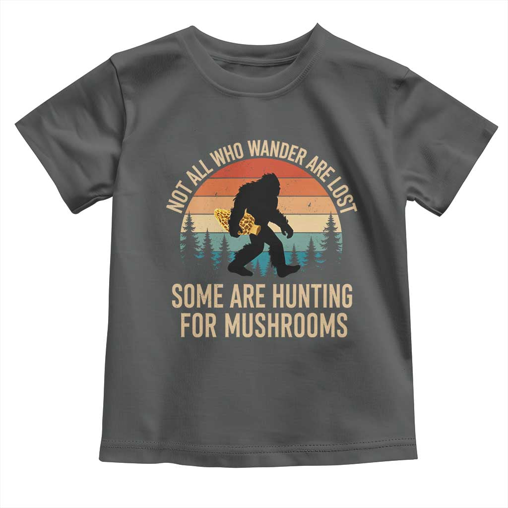 Bigfoot Mushroom Lovers Toddler T Shirt Retro Sasquatch Fungi Morel Mushroom