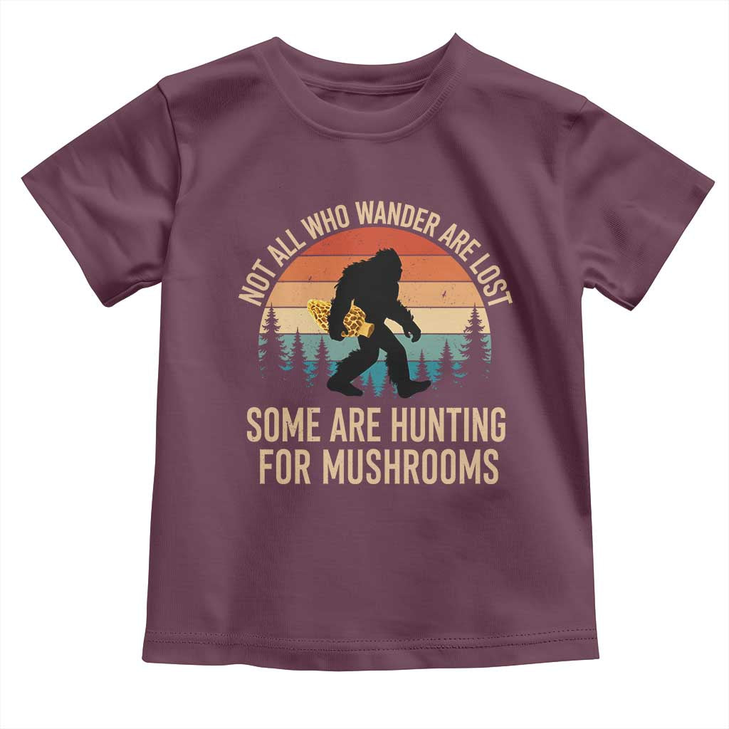 Bigfoot Mushroom Lovers Toddler T Shirt Retro Sasquatch Fungi Morel Mushroom