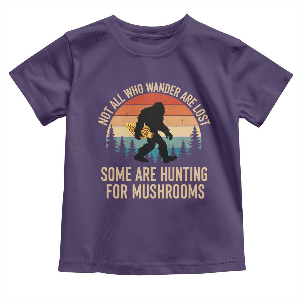 Bigfoot Mushroom Lovers Toddler T Shirt Retro Sasquatch Fungi Morel Mushroom