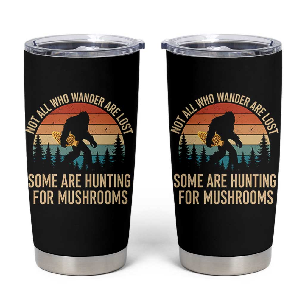 Bigfoot Mushroom Lovers Tumbler Cup Retro Sasquatch Fungi Morel Mushroom