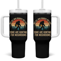 Bigfoot Mushroom Lovers Tumbler With Handle Retro Sasquatch Fungi Morel Mushroom